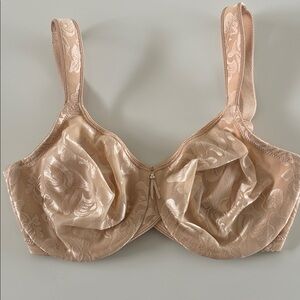 Wacoal 85567 tan sand nude satin unlined wired floral bra 32DD